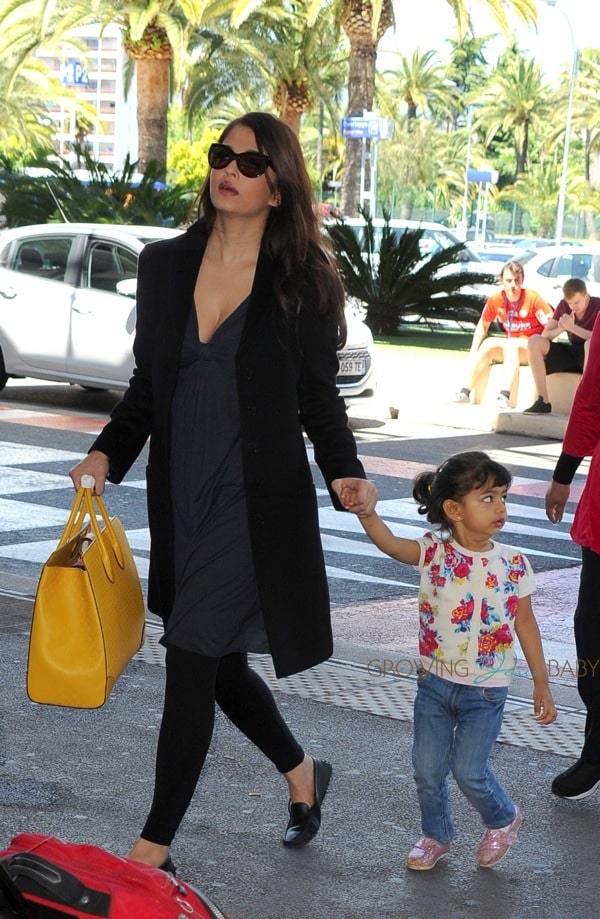 Aishwarya Rai Arrives at Nice Airport With Daughter ...
