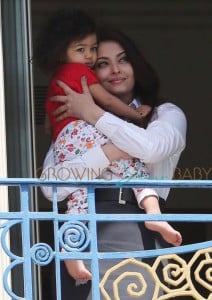 Aishwarya Rai and baby seen at Martinez Hotel in Cannes