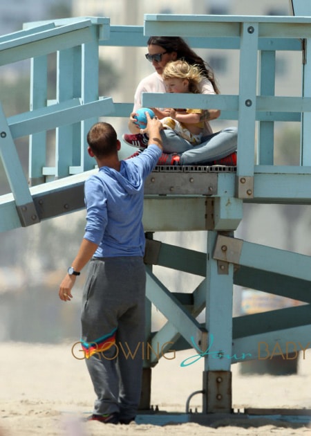 Alanis Morissette takes her son Ever out for a day on the beach in Santa Monica