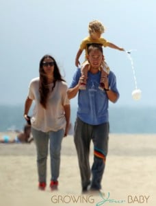 Alanis Morissette takes her son Ever out for a day on the beach in Santa Monica