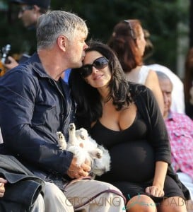 Alec Baldwin and his pregnant wife Hilaria Thomas seen out and about in Washington square park in New York City