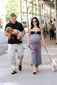 Alec Baldwin, And His Wife Hilaria Baldwin Walk the Dogs in New York City