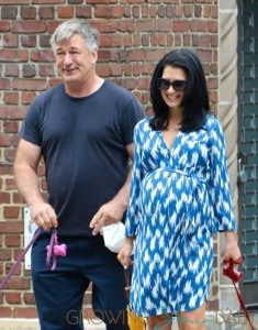 Alec Baldwin & Hilaria Take Their Dogs For A Walk