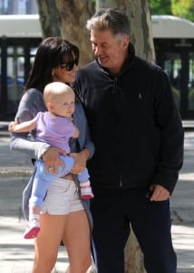 Alec and Hilaria Baldwin with daughter Carmen in Madrid