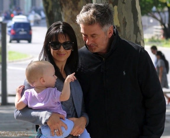 Alec and Hilaria Baldwin with daughter Carmen in Madrid