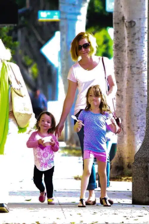 Alyson Hannigan treats her girls Satyana and Keeva to some Pinkberry