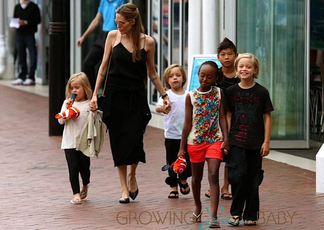 Angelina Jolie at the Sydney Zoo with Pax, Shiloh, Zahara, Knox and Vivian