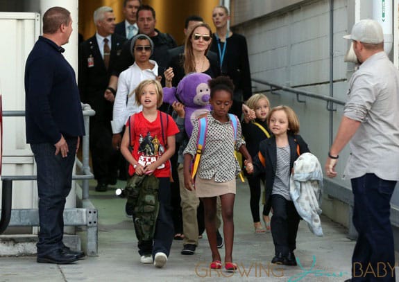 Angelina Jolie & Her Children Arrive Into Sydney Airport