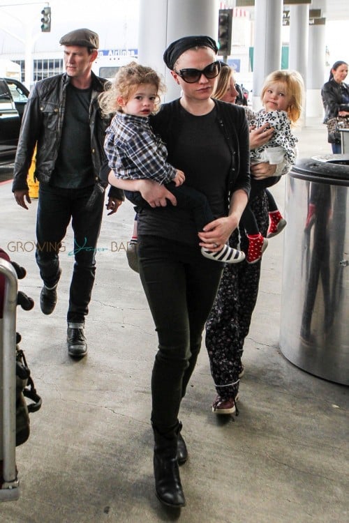 Anna Paquin and Stephen Moyer at the airport with their twins Poppy & Charlie