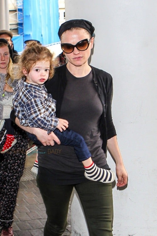 Anna Paquin at the airport with her son Charlie