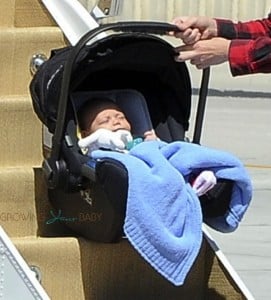 Apollo Rossdale gets ready for his first flight on board a private plane