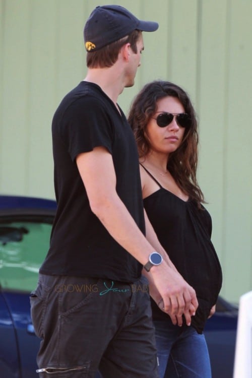 Ashton Kutcher & a very pregnant Mila Kunis out of breakfast in LA