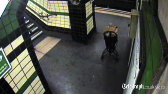 Baby's carriage blows off platform