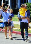 Ben Affeck and Jennifer Garner with kids Violet, Sam and Seraphina at 4th of July Parade in Pacific Palisades