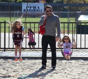 Ben Affleck at the park with his girls Violet & Seraphina