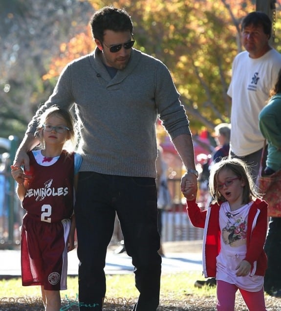 Ben Affleck at the park with his girls Violet and Seraphina