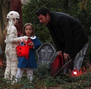 Ben Affleck out for Halloween with his girls Seraphina and Violet