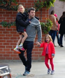 Ben Affleck with daughters Violet and Seraphina at the park