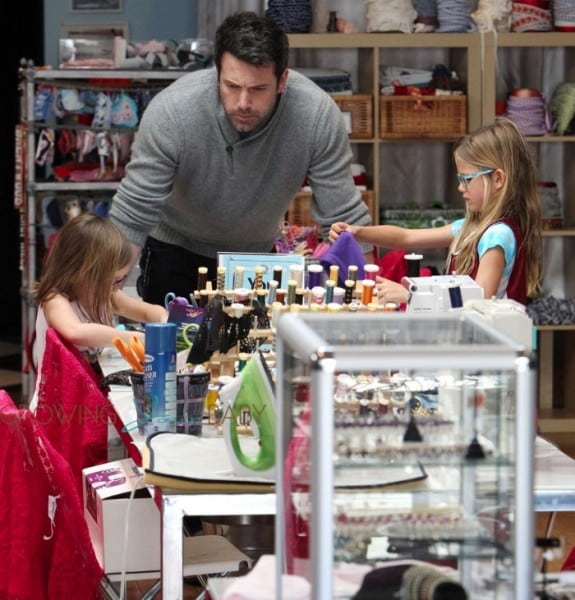 Ben Affleck with his daughter Seraphina and Violet at a sewing shop in Santa Monica