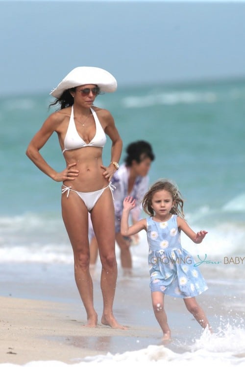 Bethenny Frankel and her boyfriend Michael Cerussi take her daughter Bryn for a day at the beach in Miami