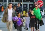 Brad Pitt and Angelina Jolie at LAX with kids Maddox, Zahara Pax, Shiloh, Vivienne and Knox