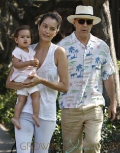 Bruce Willis and wife Emma Hemming take their daughter Mabel to a park