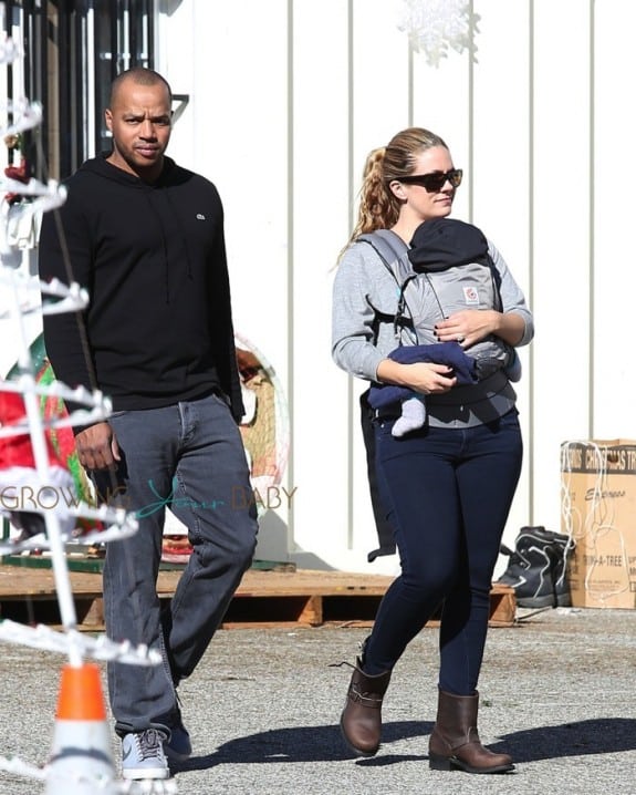 Cacee Cobb & Donald Faison out christmas tree shopping with son Rocco