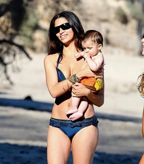 Camila Alves at the beach with baby Levi