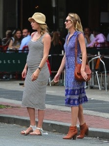Candice Swanepoel and a pregnant Doutzen Kroes out in NYC