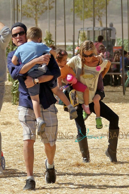 Charlie Sheen & Denise Richards with Eloise and Bob & Max Sheen at the Pumpkin Patch in LA