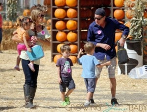 Charlie Sheen & Denise Richards with Eloise and Bob & Max Sheen at the Pumpkin Patch in LA