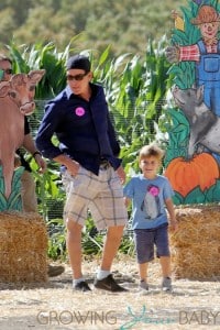Charlie Sheen with his son at the pumpkin Patch in LA