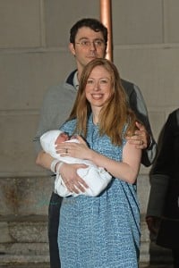 Chelsea Clinton and her husband Marc Mezvinsky with daughter Charlotte