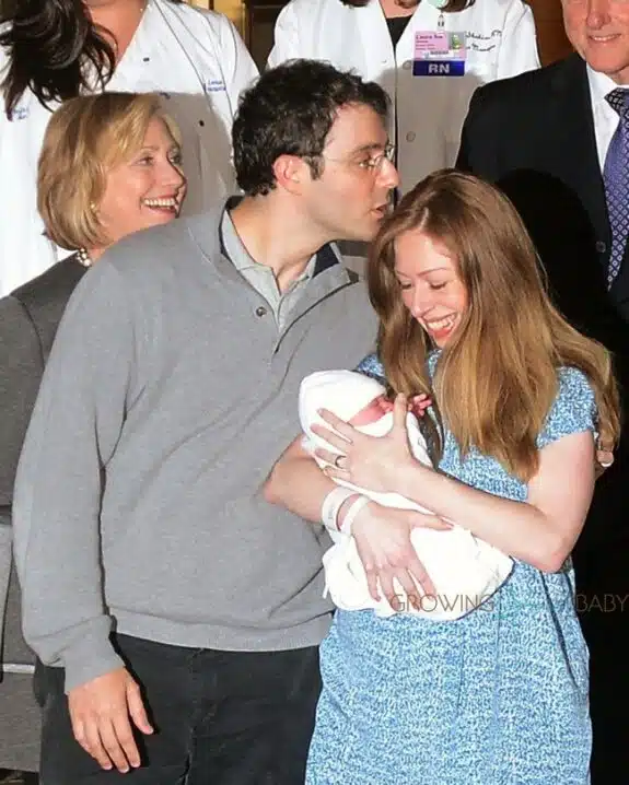 Chelsea Clinton & her husband Marc Mezvinsky with daughter Charlotte