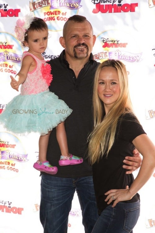 Chuck Lidell and Heidi Northcott with daughter Trista at Disney Junior's "Pirate and Princess Power of Doing Good" tour
