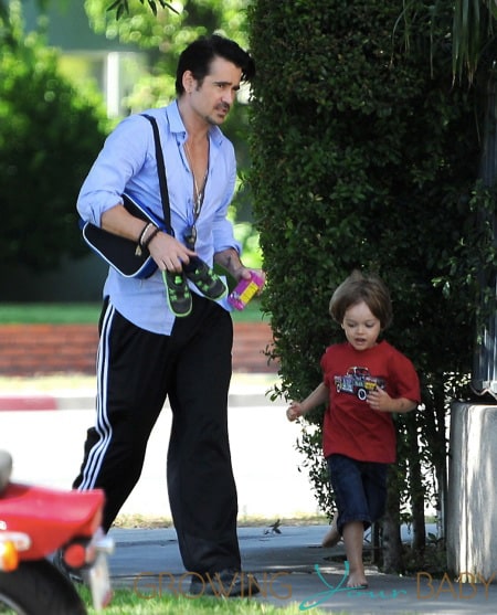 Colin Farrell Picks Up Son From School