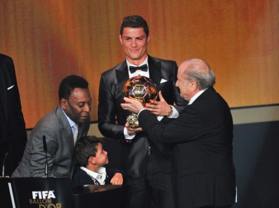 Cristiano Rinaldo with his son Cristiano Junior at the Ballon D'or awards