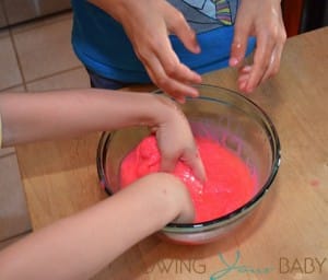 DIY making Slime - mixing it together