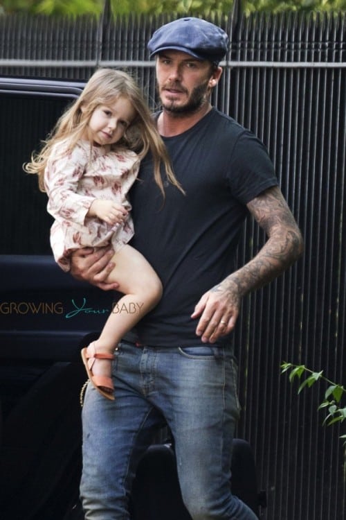 David Beckham Carries Harper in London
