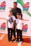 David Beckham, Romeo James Beckham, Cruz David Beckham attends The Nickelodeon Kids Choice Sports Awards in Los Angeles
