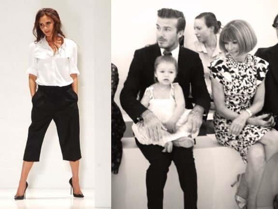 David Beckham and daughter Harper sit front row with Anna Wintour at NYFW