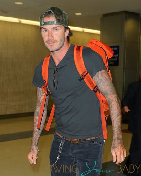 David Beckham looks casually cool when arriving at JFK airport in NYC
