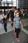 David Beckham with his kids Cruz, Romeo and Harper at LAX