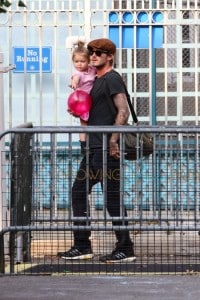 David Beckham takes daughter Harper to the Visuvio playground in Soho in New York City