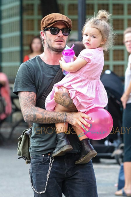 David Beckham takes daughter Harper to the Visuvio playground in Soho in New York City