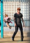 David Beckham takes daughter Harper to the Visuvio playground in Soho in New York City