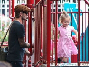 David Beckham Takes Daughter Harper To The Park