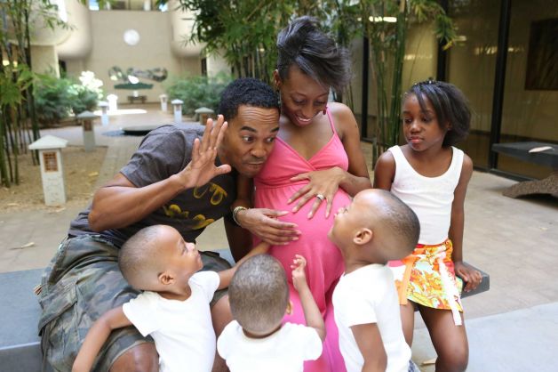 Deon Derrico and his wife Evonne Derrico, with their four older children