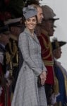 Catherine, Duchess of Cambridge is seen attending the Singapore State Visit to the UK at the Royal Garden Hotel in London