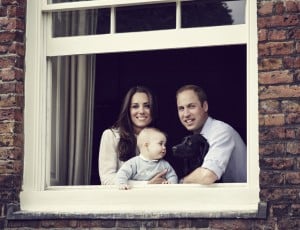 Eight-Month-Old Prince George, Kate Middleton, Prince William, and Dog Lupo
